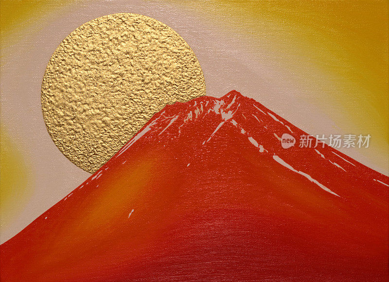 金の太陽の初夏の日の出赤富士Mt.Fuji Japan